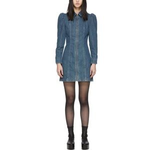 ALEXACHUNG blue denim rocky Mini Dress -